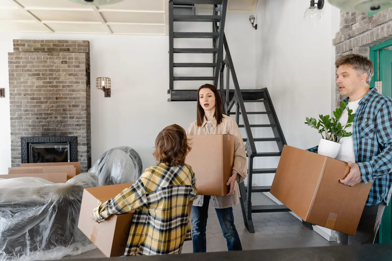Family moving into a new house